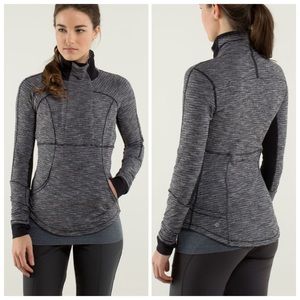 LULULEMON Base Runner 1/2 Zip Long Sleeve Coco Pique Black Sz 4